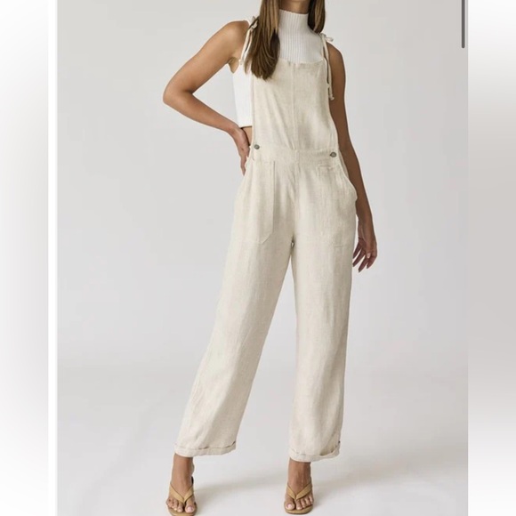 Bobbles & Lace - Linen Tie Overalls, M - Picture 9 of 11